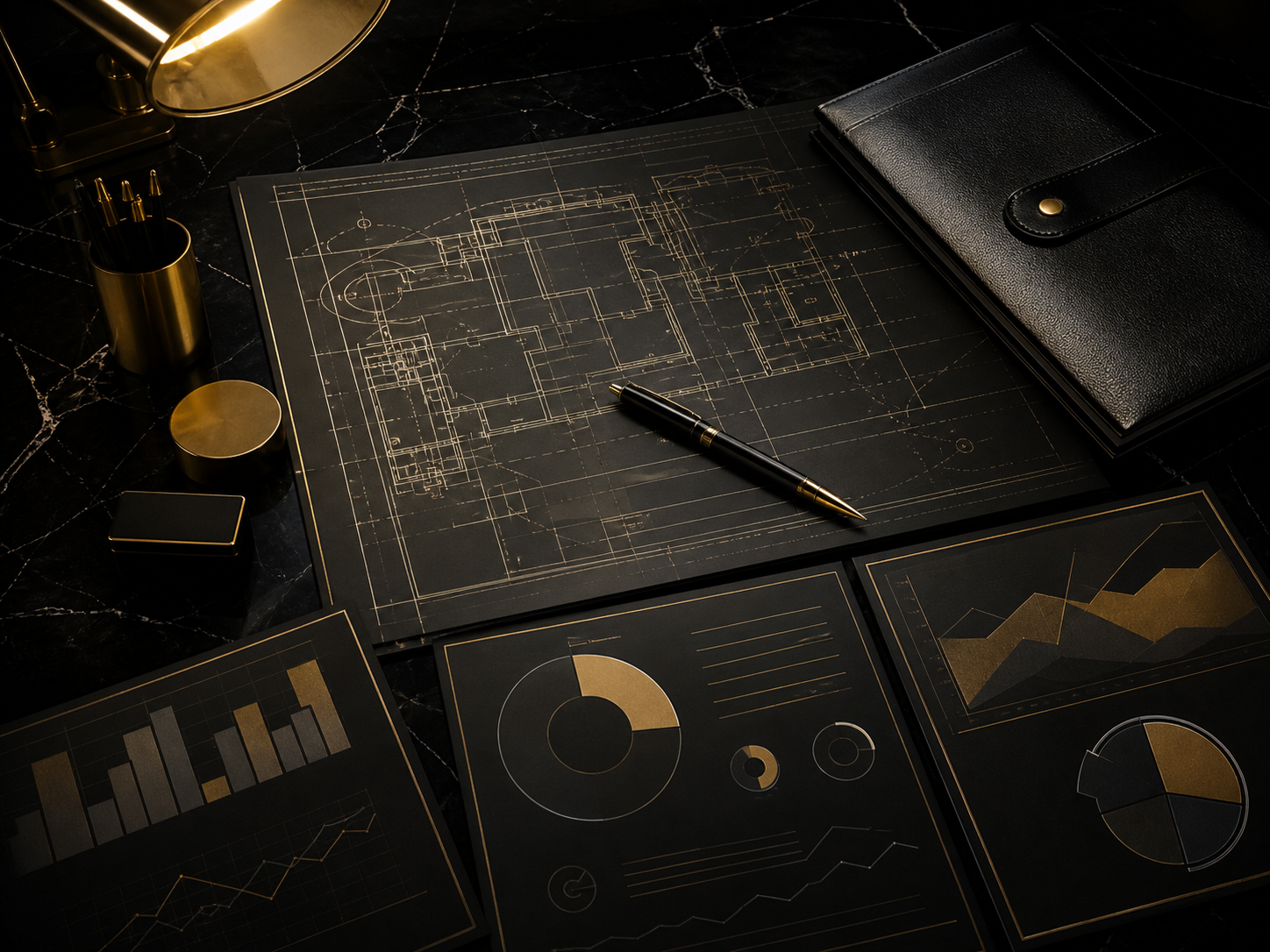 Black-and-gold executive turnaround plans